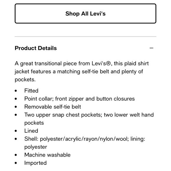 Levi's Plaid Brown Gray Belted Shirt Jacket Button Up Womens Medium Wool Blend - Picture 15 of 15